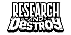 RESEARCH AND DESTROY BLACK AND WHITE LOGO